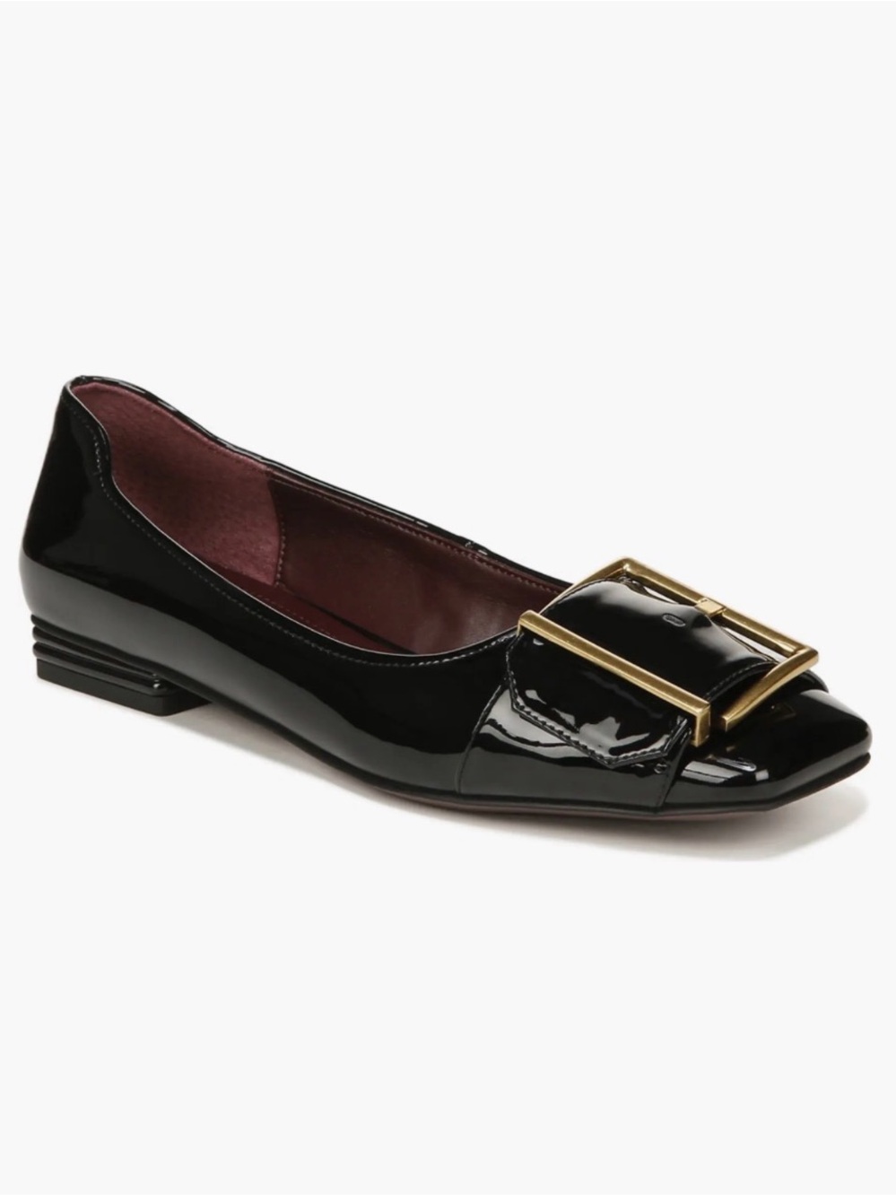 Franco Sarto Tahlia Buckle Square Toe Black Flats Womens sz 9M